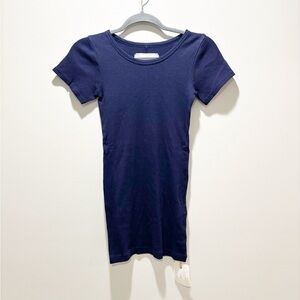 V::room • Women’s Cashmere/Cotton Ribbed Short Sleeve Crew in Navy NEW Size M